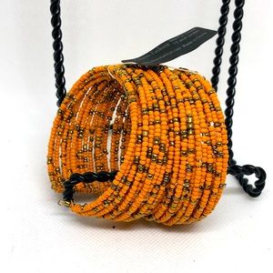 Orange Beaded Cuff Bracelet!